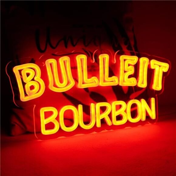 Bulleit Bourbon Whiskey Neon Sign for Bar Pub man Cave or Party Led Light NEW - Picture 1 of 7